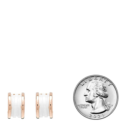 Bulgari 18K Rose Gold White Ceramic B.Zero1 Hoop Earrings 2 of 5