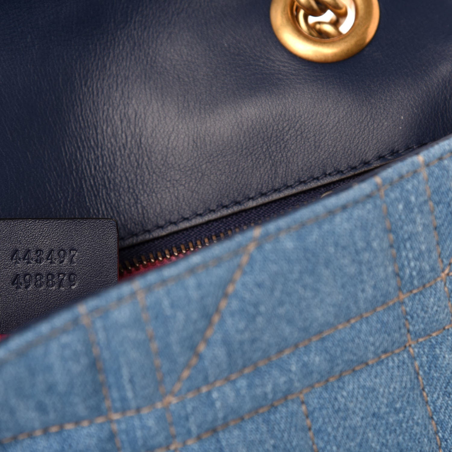 Gucci Denim Matelasse Pearl Studded Small GG Marmont Shoulder Bag Blue 10 of 11