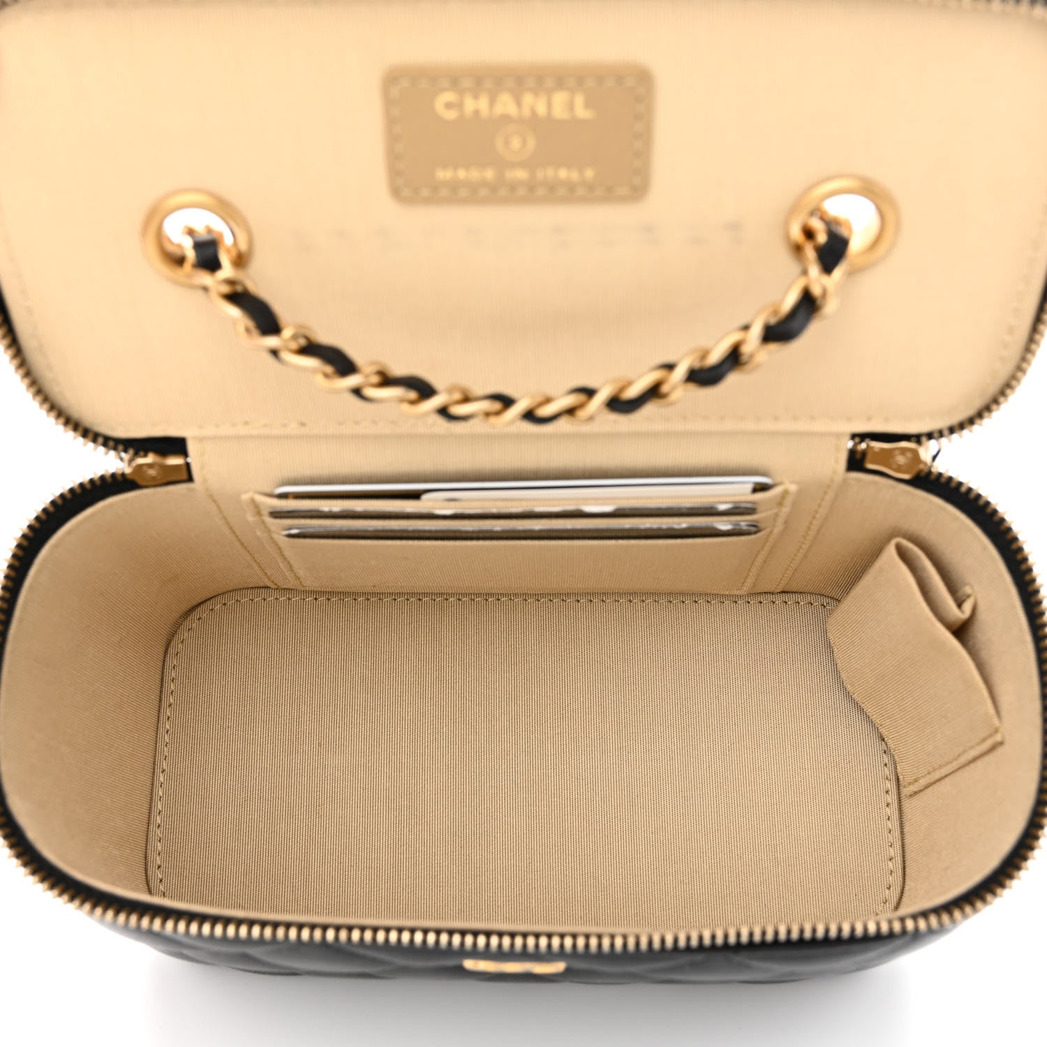 Chanel Lambskin Quilted Small Pearl Crush Vanity Case With Chain Black 5 of 11