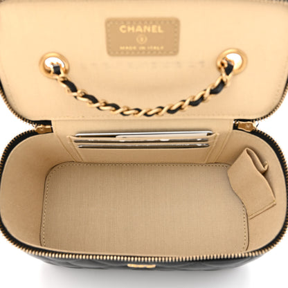 Chanel Lambskin Quilted Small Pearl Crush Vanity Case With Chain Black 5 of 11