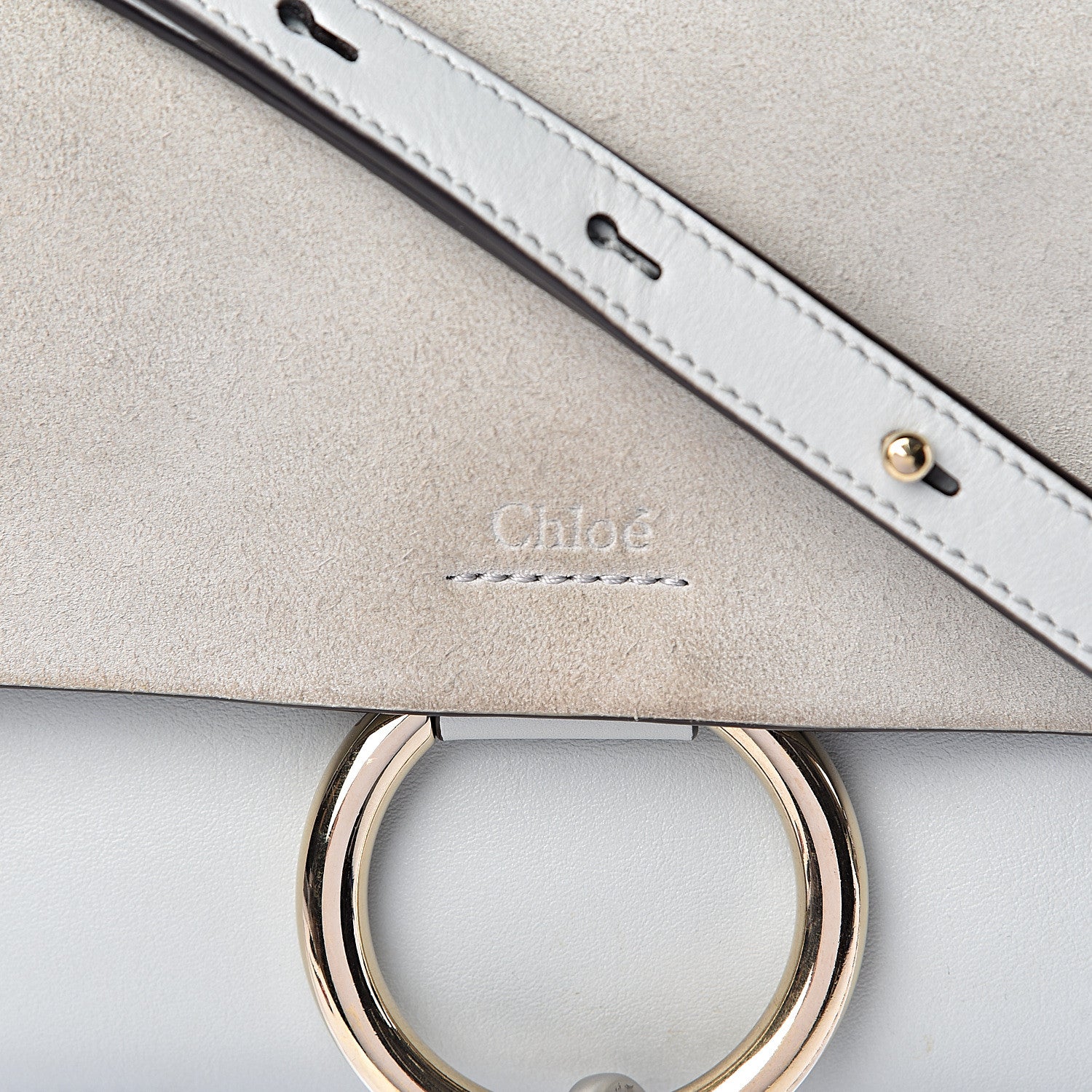 Chloe Suede Calfskin Small Faye Shoulder Bag Airy Grey 12 of 12