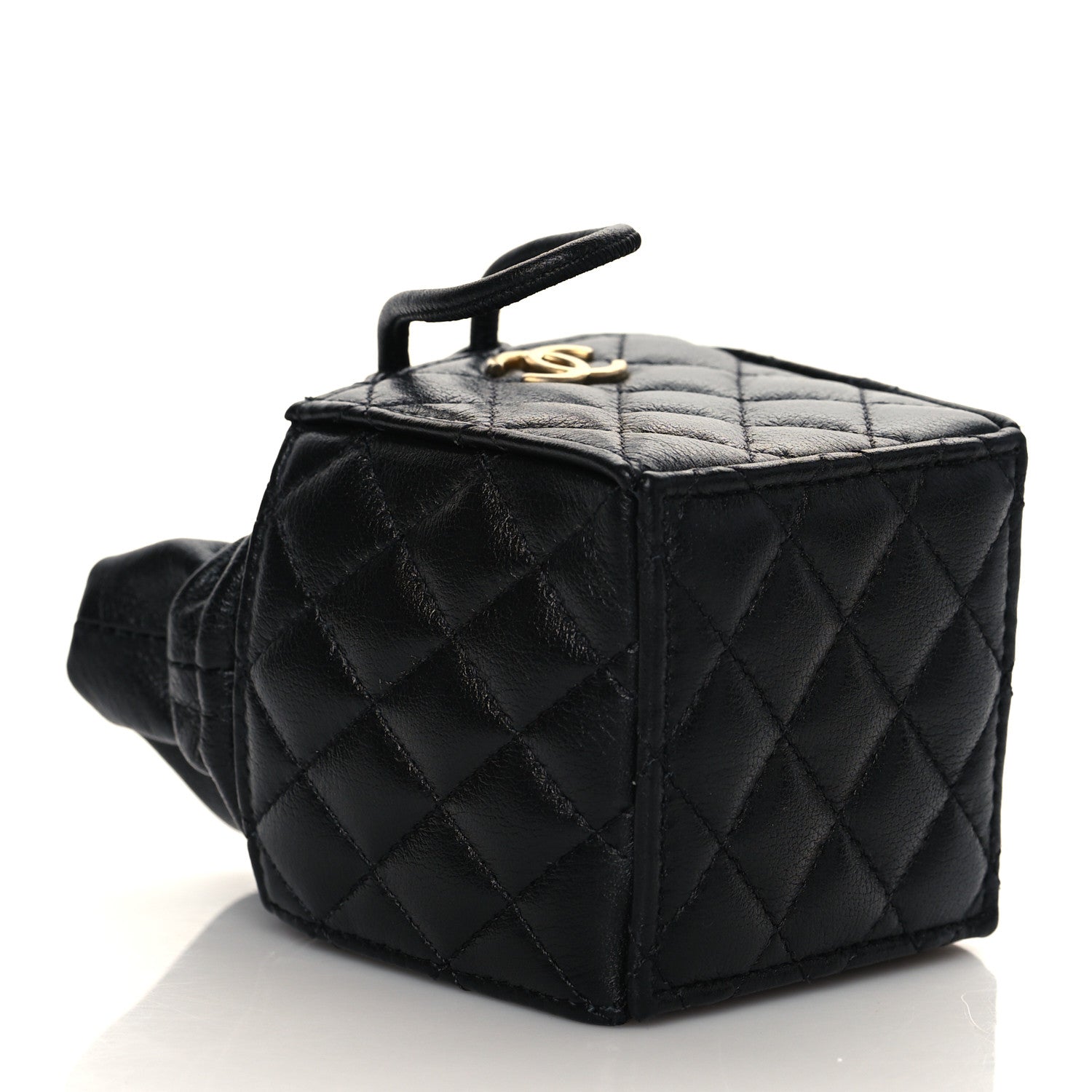 Chanel Calfskin Quilted Mini Drawstring Bucket Bag Black 3 of 10