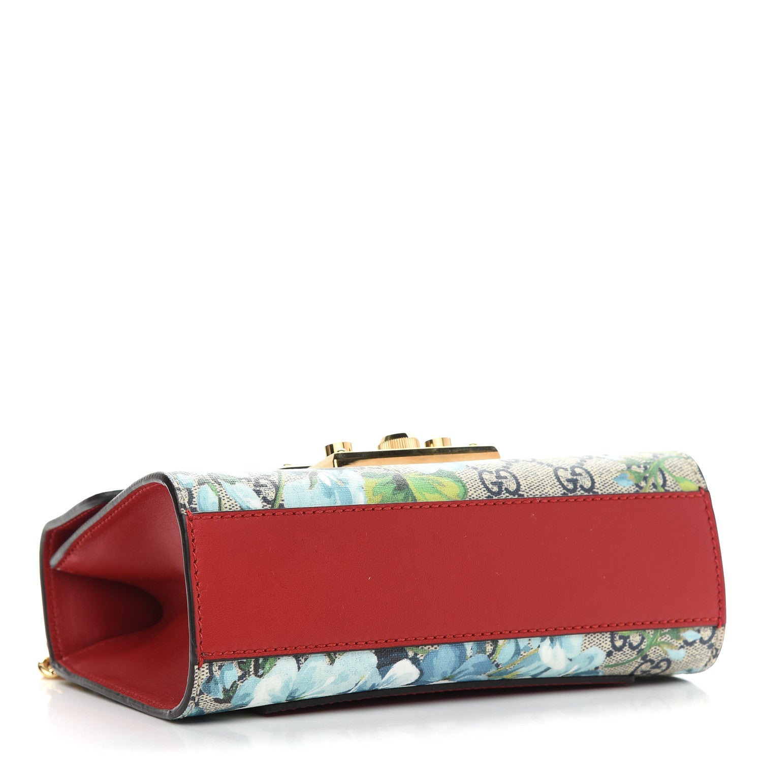 Gucci GG Supreme Monogram Blooms Small Padlock Shoulder Bag Beige Blue Navy Hibiscus Red 4 of 9