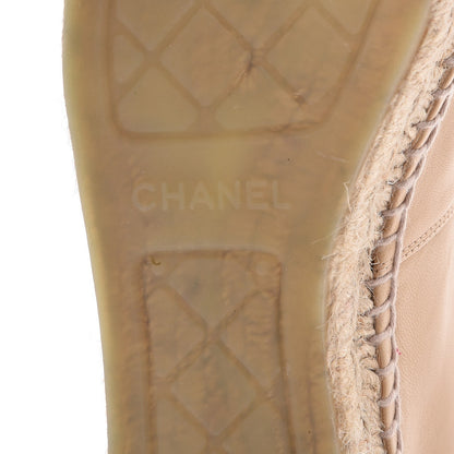 Chanel Lambskin CC Espadrilles 38 Beige Black 6 of 10