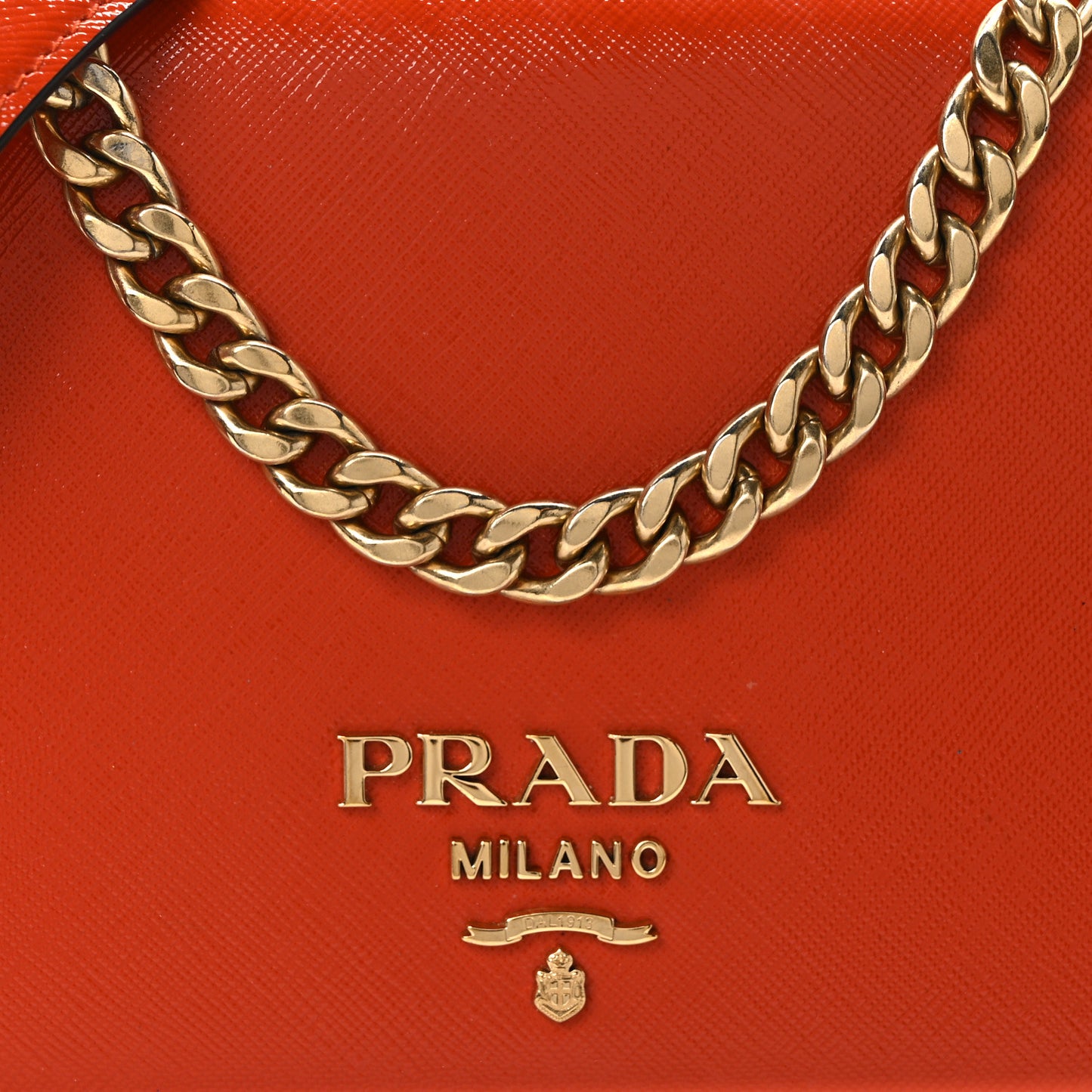 Saffiano Vernice Chain Shoulder Bag Arancio
