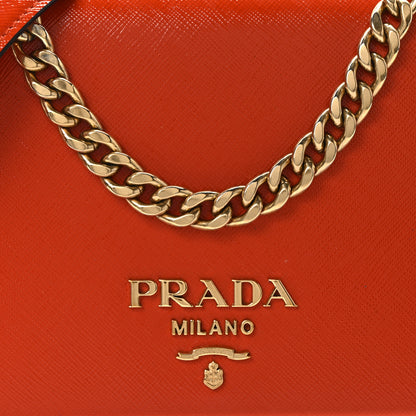 Prada Saffiano Vernice Chain Shoulder Bag Arancio 7 of 9