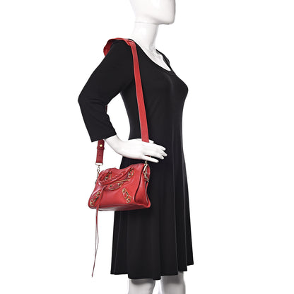 Balenciaga Chevre Gold Metallic Edge Hardware Mini City Rouge Grenade 2 of 13