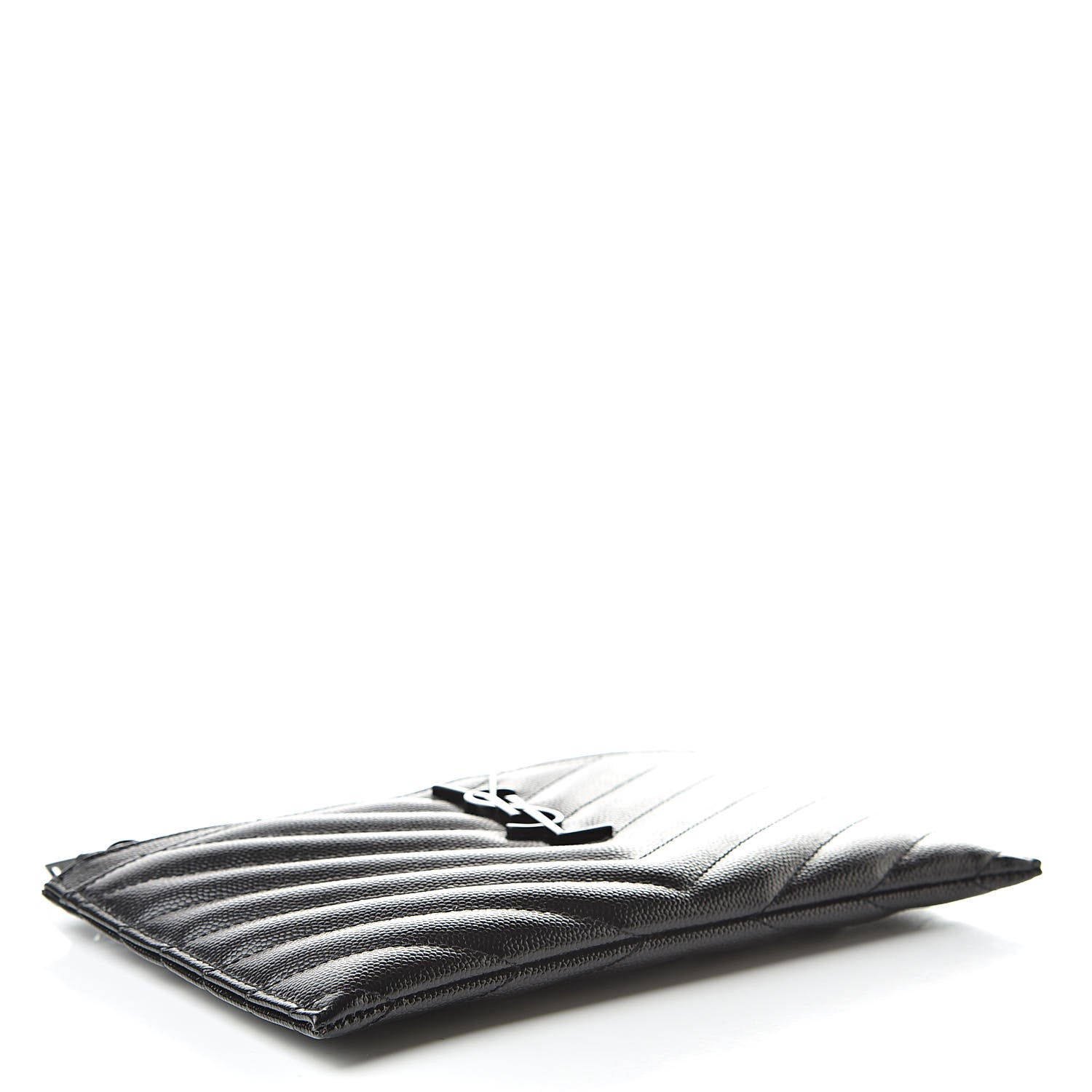 Saint Laurent Grain De Poudre Chevron Monogram Bill Pouch Black 4 of 8