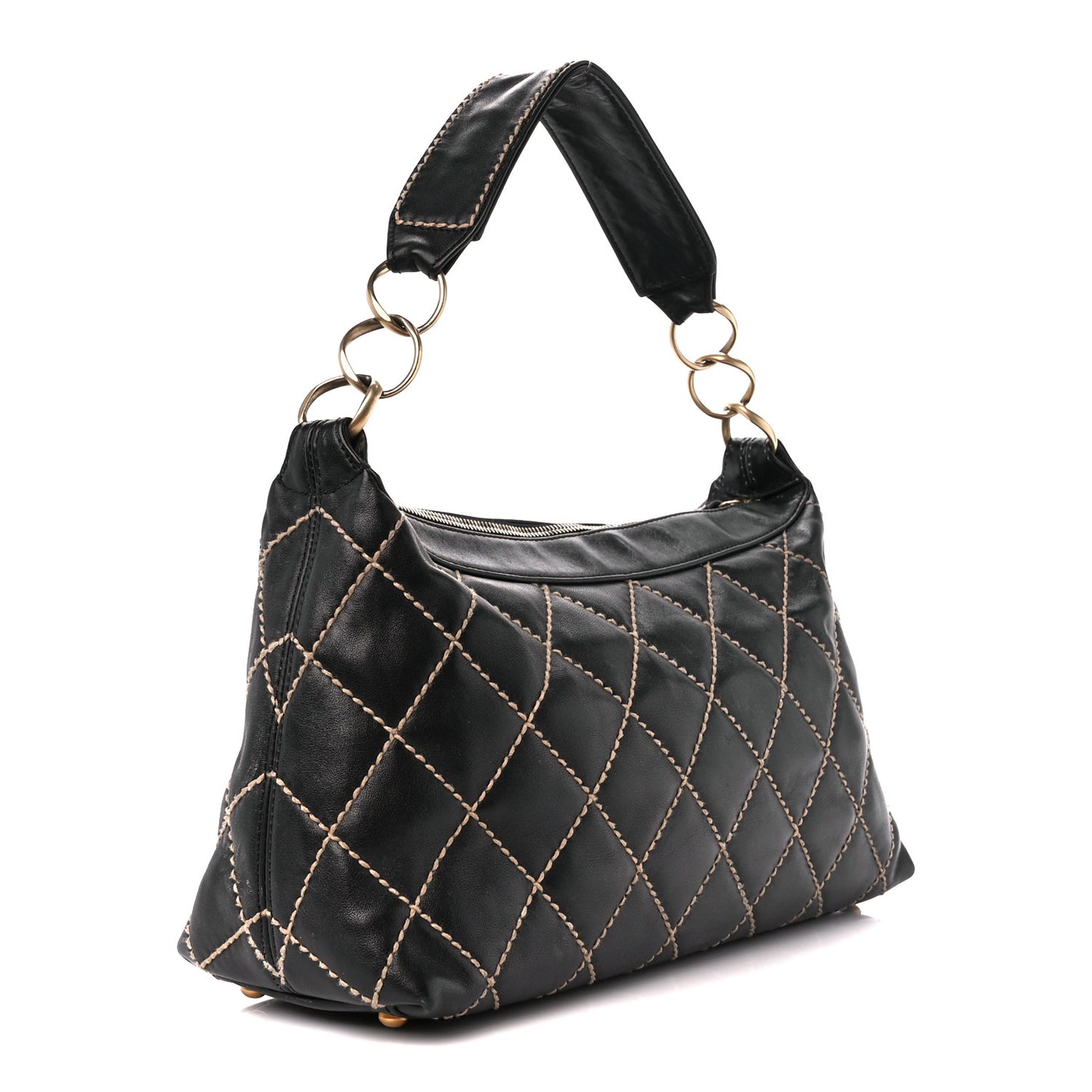Calfskin Wild Stitch Surpique Hobo Black