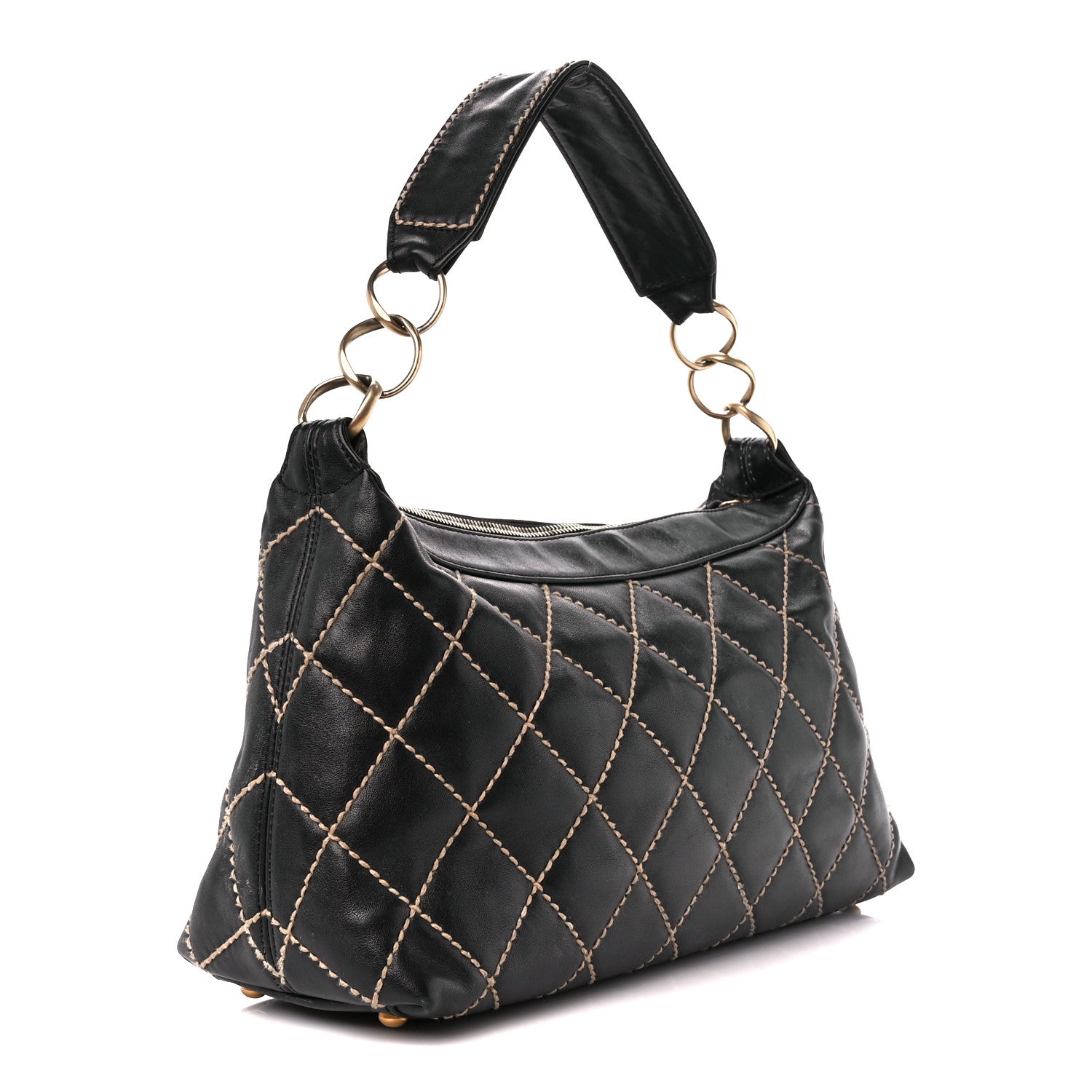 Chanel Calfskin Wild Stitch Surpique Hobo Black 3 of 10