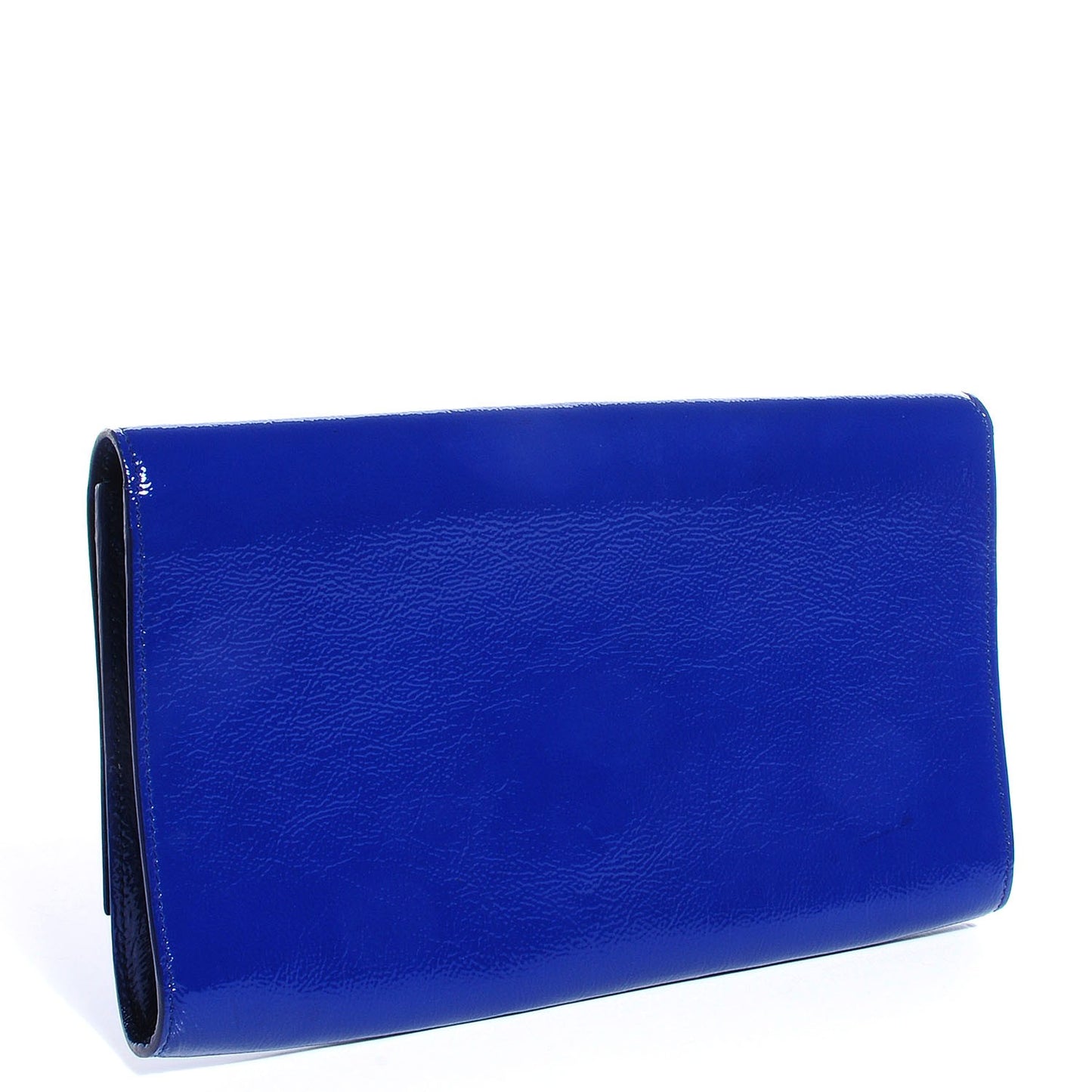 Textured Patent Large Belle De Jour Clutch Royal Blue