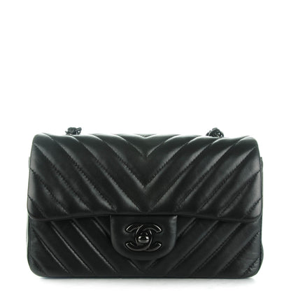 Chanel Lambskin Chevron Quilted Mini Rectangular Flap So Black 1 of 8