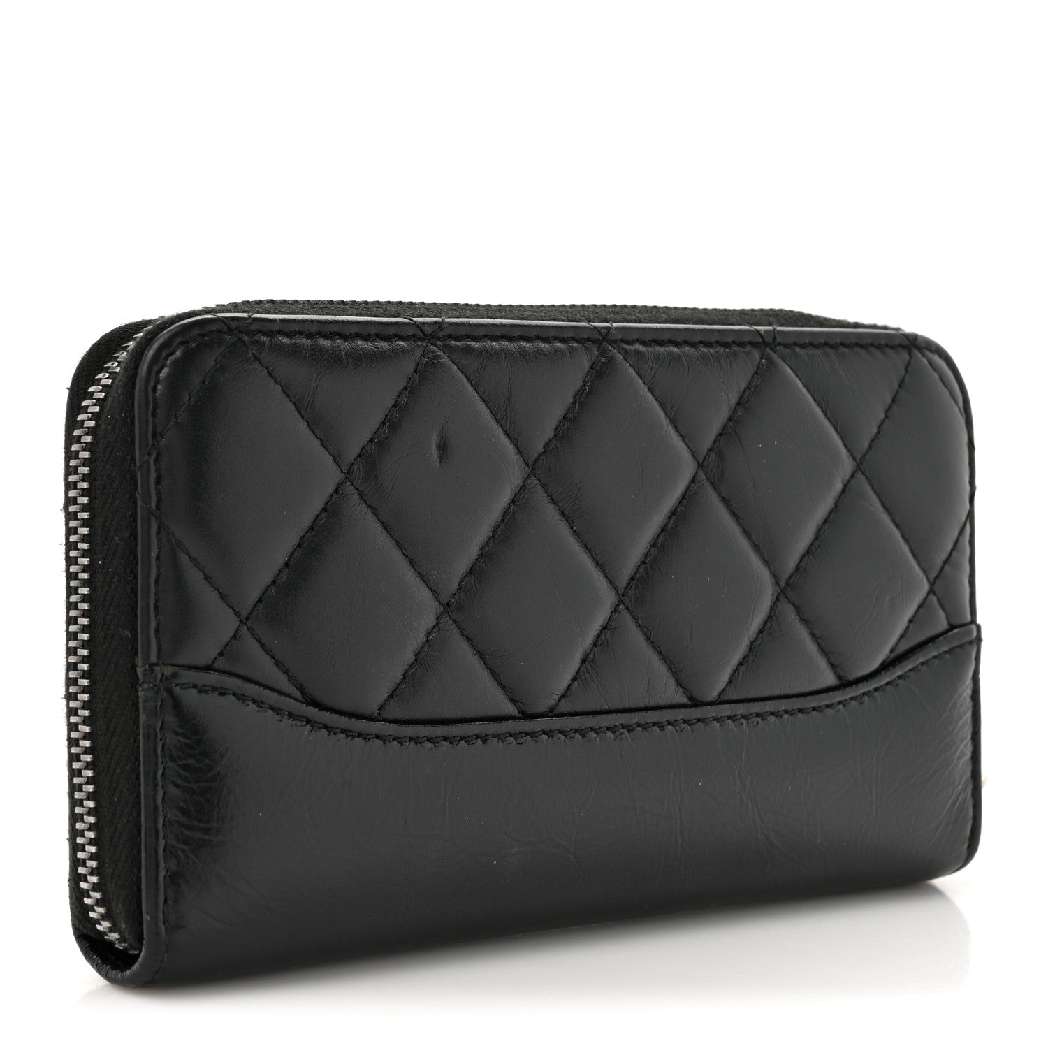 Chanel Aged Calfskin Quilted Small Gabrielle Zip Around Wallet Black 3 of 10