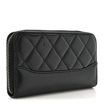 Chanel Aged Calfskin Quilted Small Gabrielle Zip Around Wallet Black 3 of 10