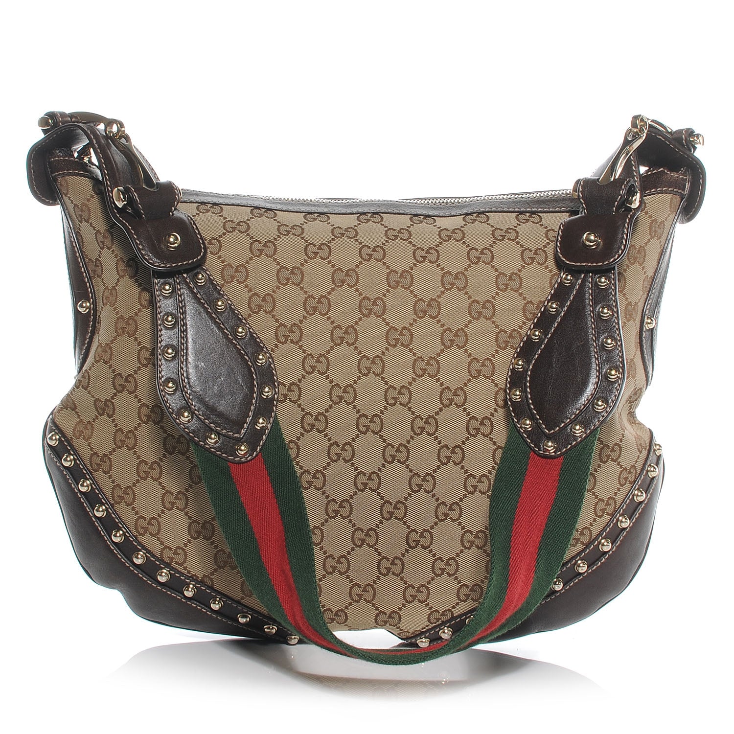 Gucci Monogram Pelham Studded Shoulder Bag Ebony 1 of 7