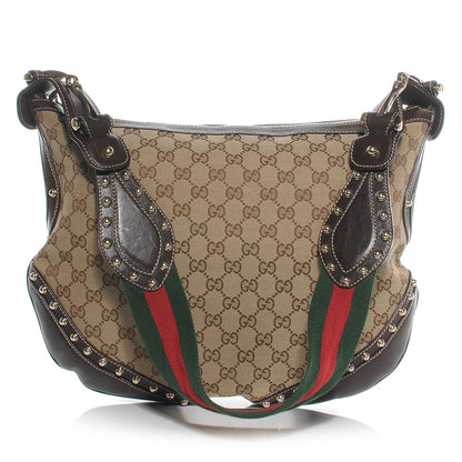 Gucci Monogram Pelham Studded Shoulder Bag Ebony 1 of 7