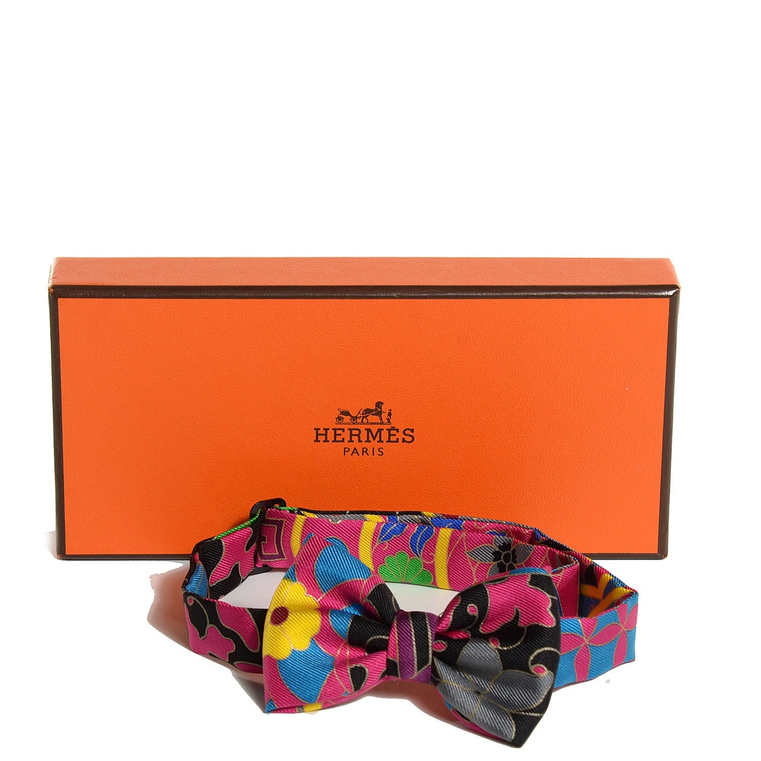 Hermes Silk Twill Collections Imperiales Bow Tie Noir Bleu Fuchsia 8 of 8