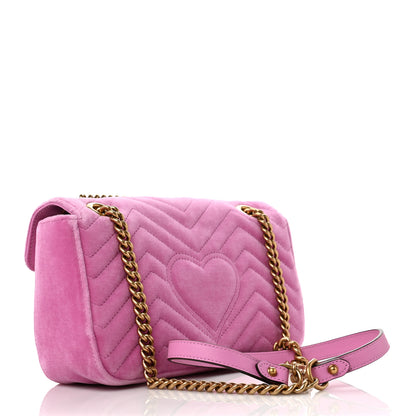 Gucci Velvet Matelasse Marquise Crystals Embroidered Small GG Marmont Shoulder Bag Malva 3 of 9