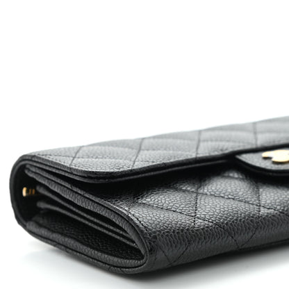 Chanel Caviar Quilted Large Gusset Flap Wallet Black 9 of 10