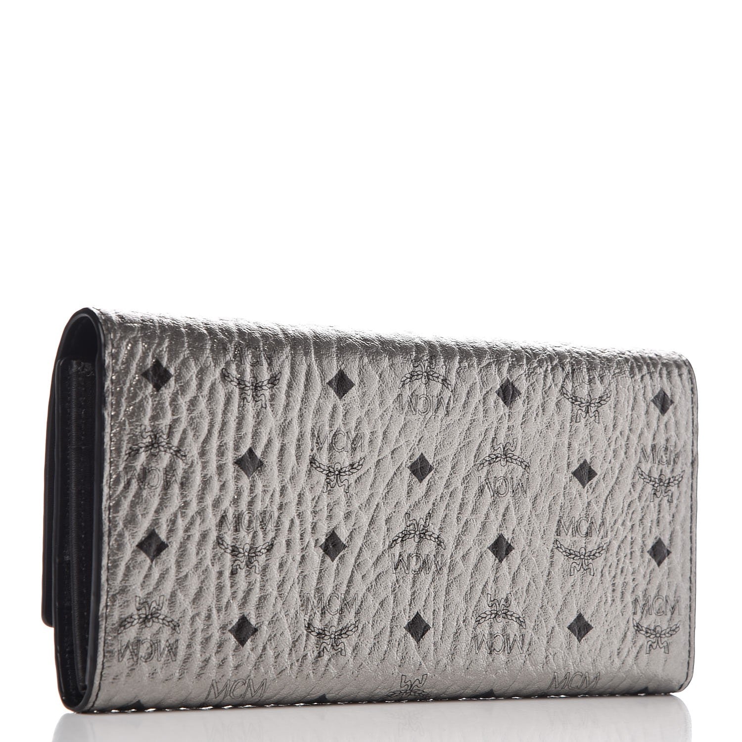 MCM Metallic Visetos Continental Flap Wallet Silver 3 of 12