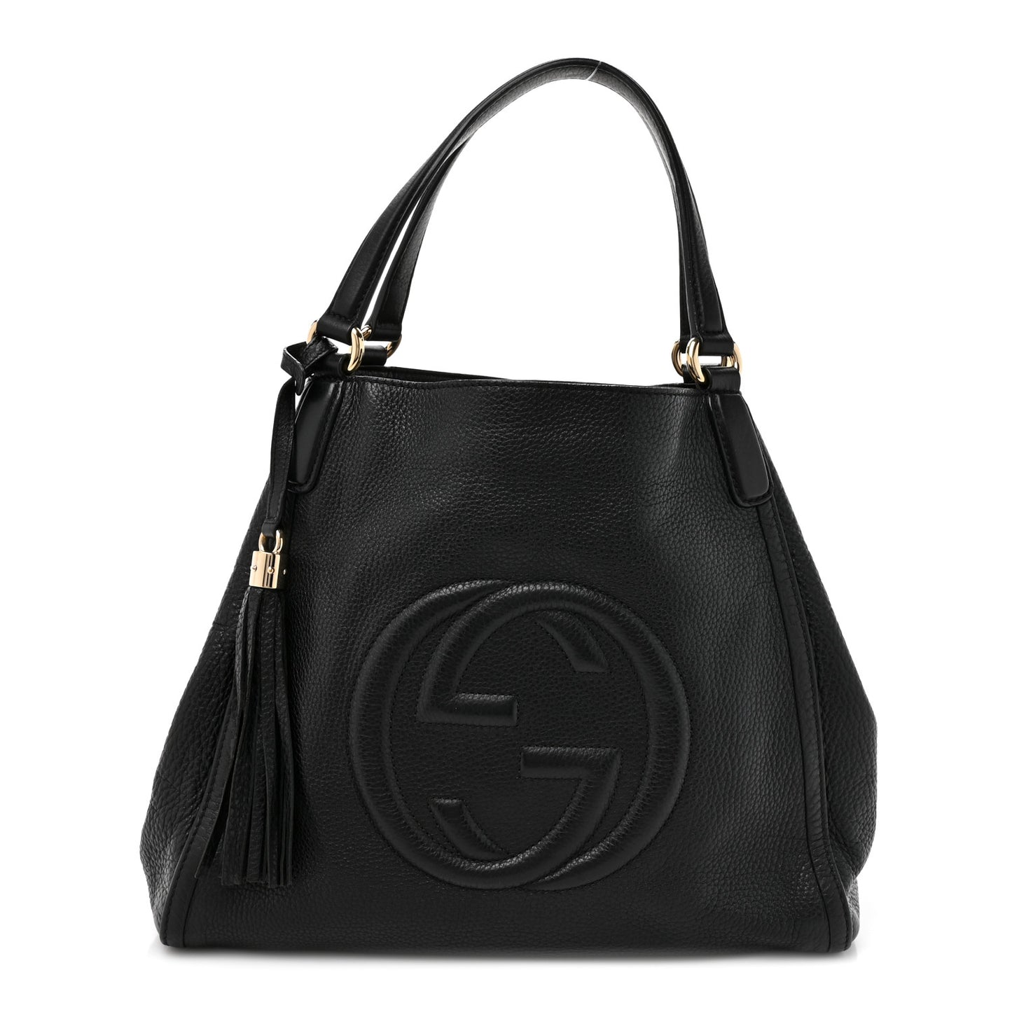 Pebbled Calfskin Medium Soho Shoulder Bag Black