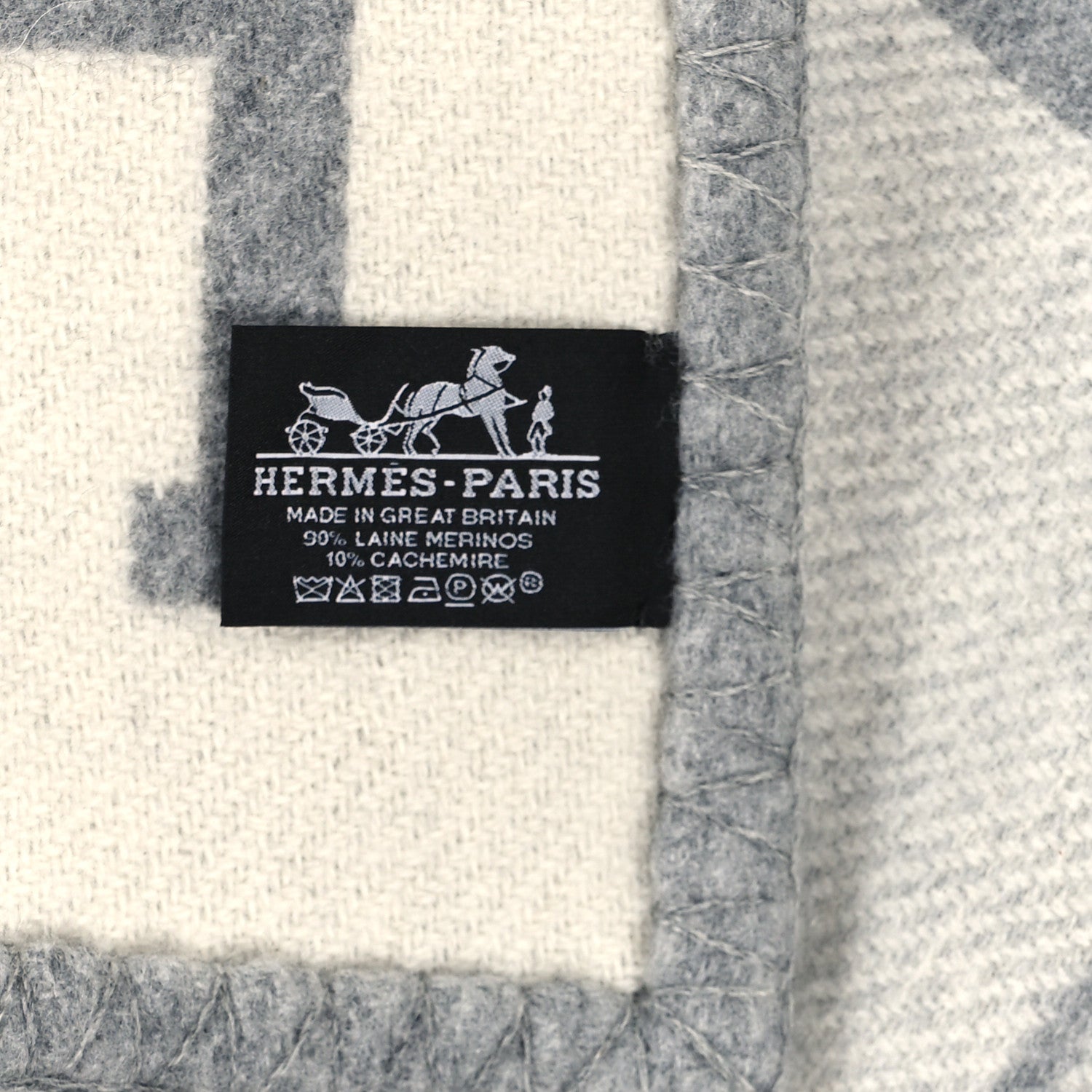 Hermes Wool Cashmere Avalon III Blanket Ecru Gris Clair 3 of 3
