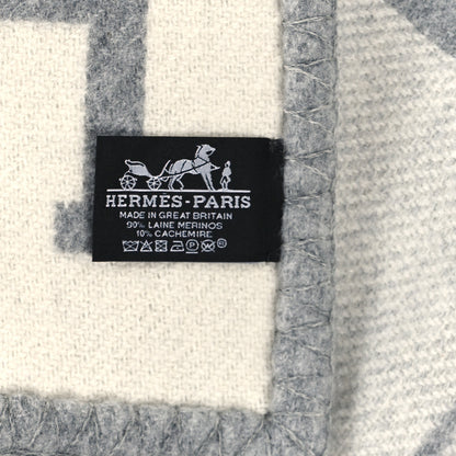 Hermes Wool Cashmere Avalon III Blanket Ecru Gris Clair 3 of 3