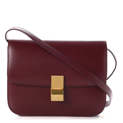 Celine Box Calfskin Medium Classic Box Flap Bag Burgundy 1 of 12