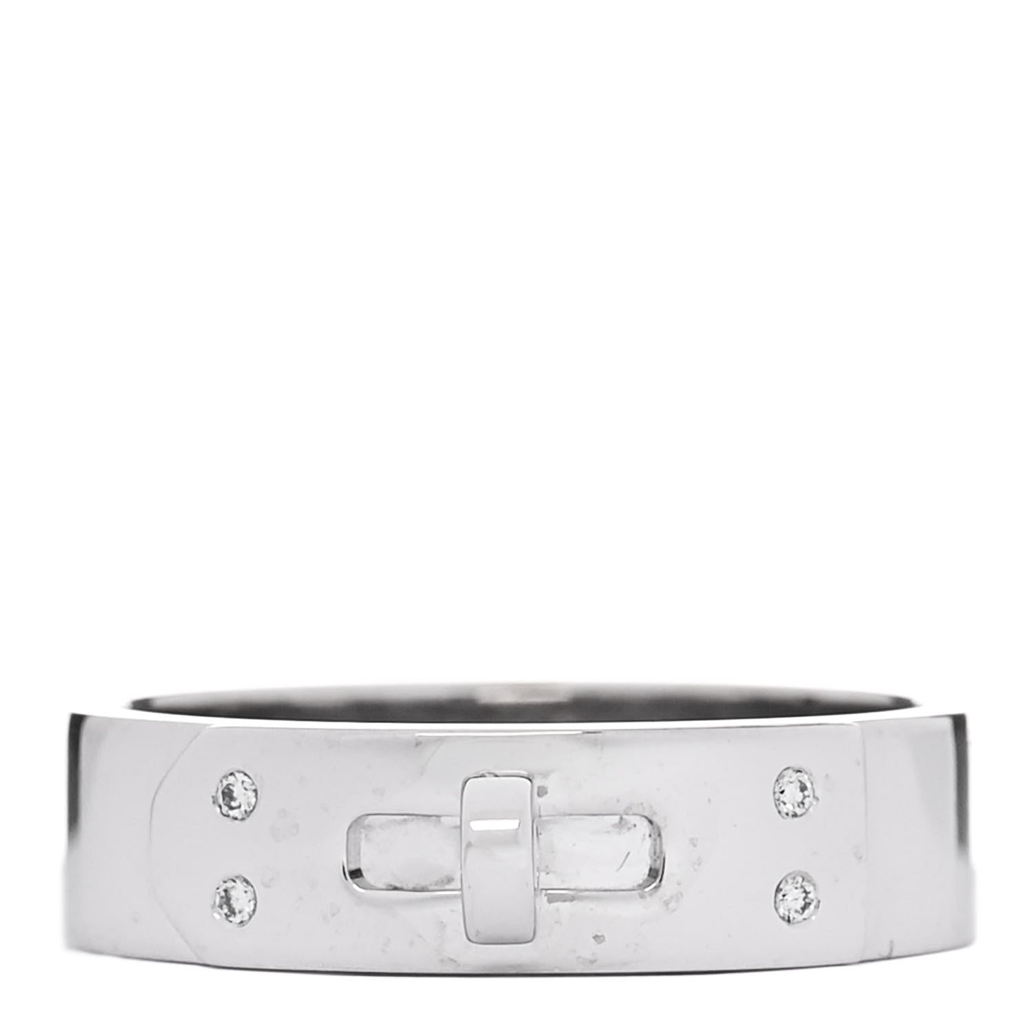 Hermes 18K White Gold Diamond PM Kelly Ring 53 6.5 1 of 5