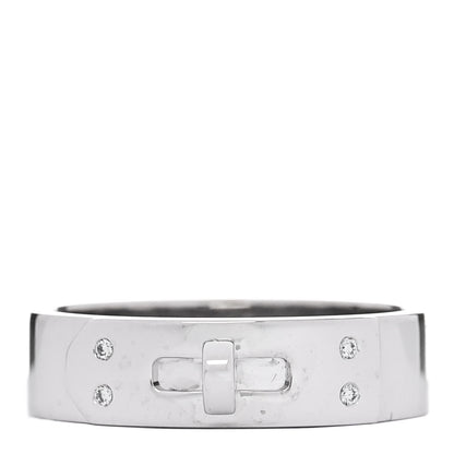 Hermes 18K White Gold Diamond PM Kelly Ring 53 6.5 1 of 5