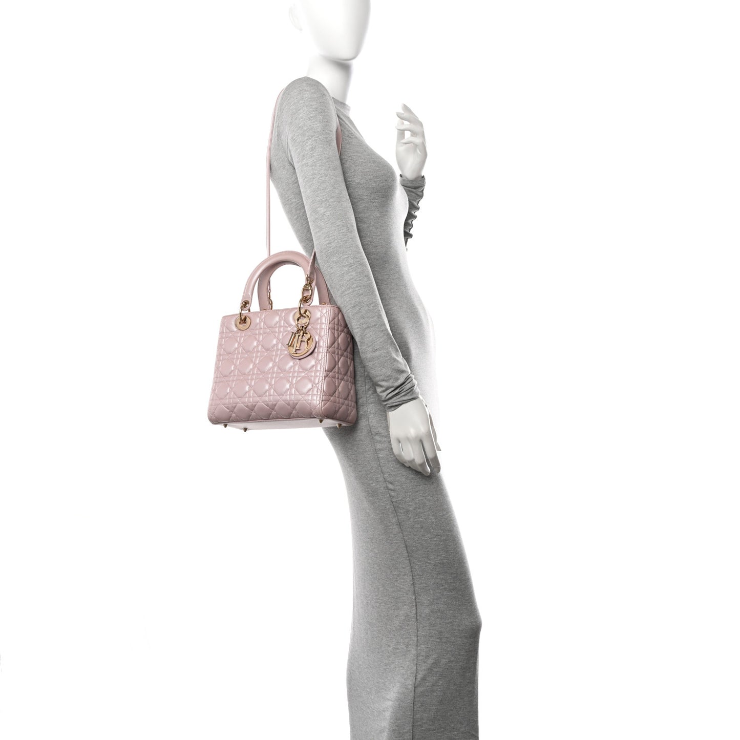 Pearly Lambskin Cannage Medium Lady Dior Lotus