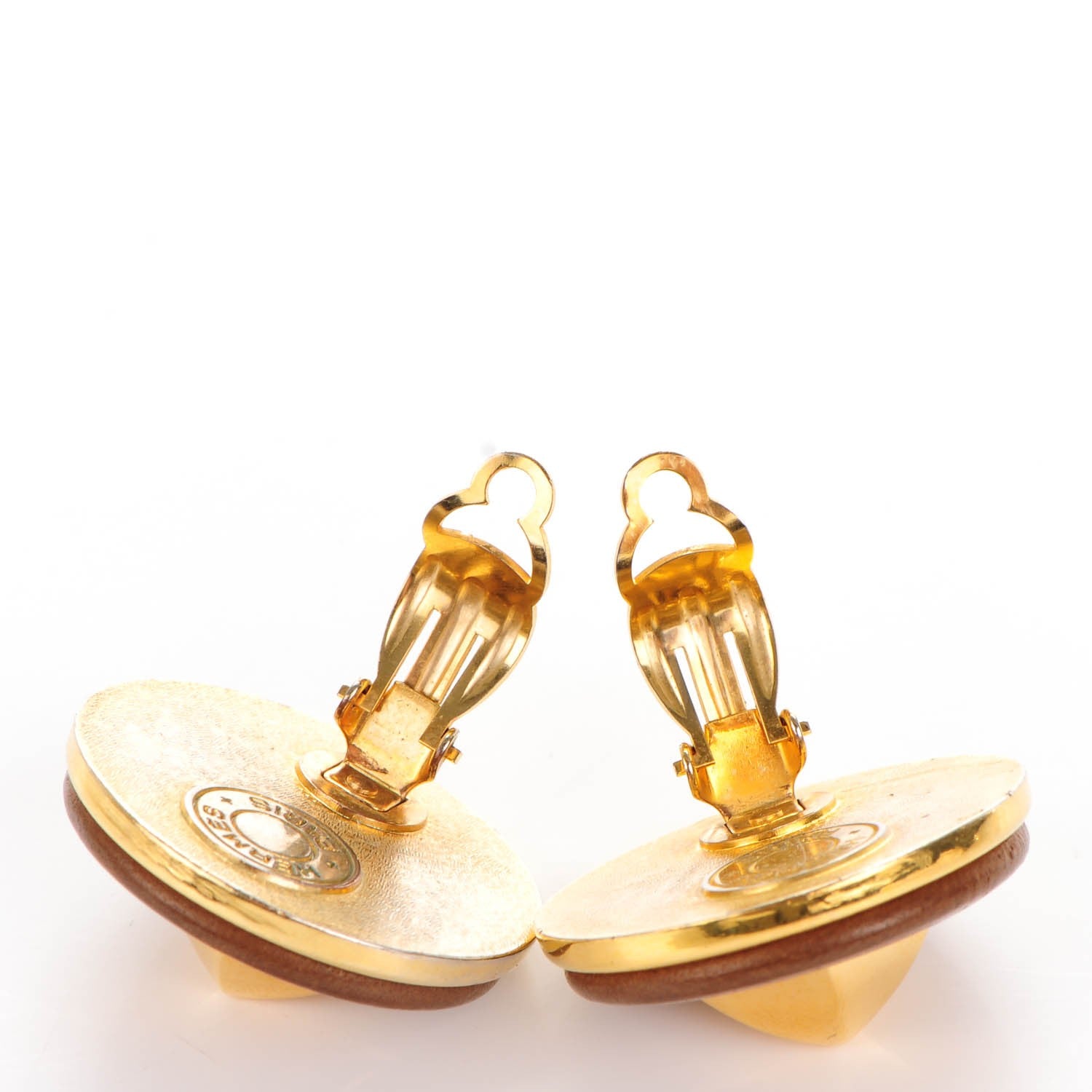 Hermes Lambskin Medor Clip On Earrings Gold 5 of 6