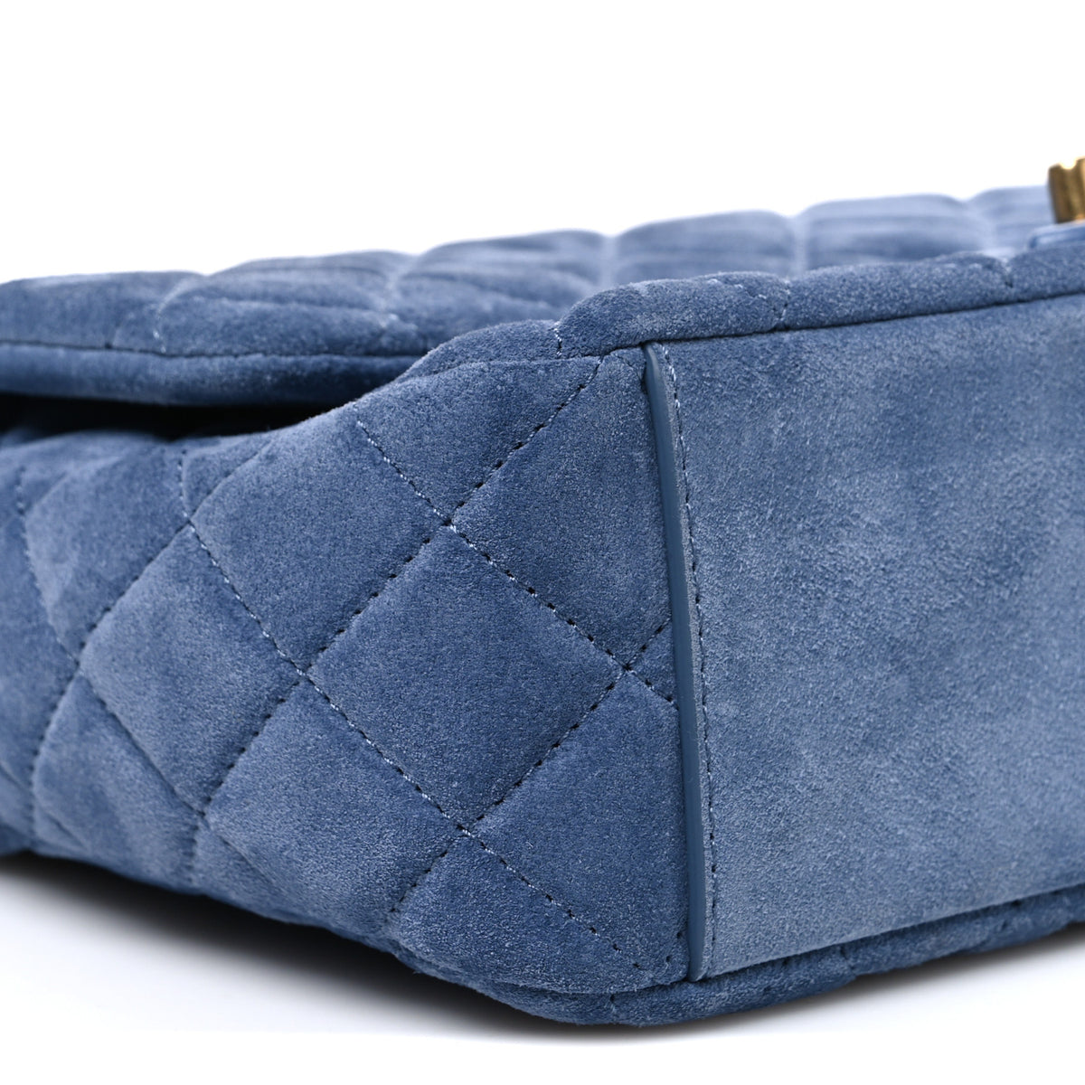 Suede Quilted Medium Flap Blue