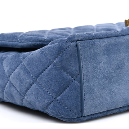 Chanel Suede Quilted Medium Flap Blue 8 of 10