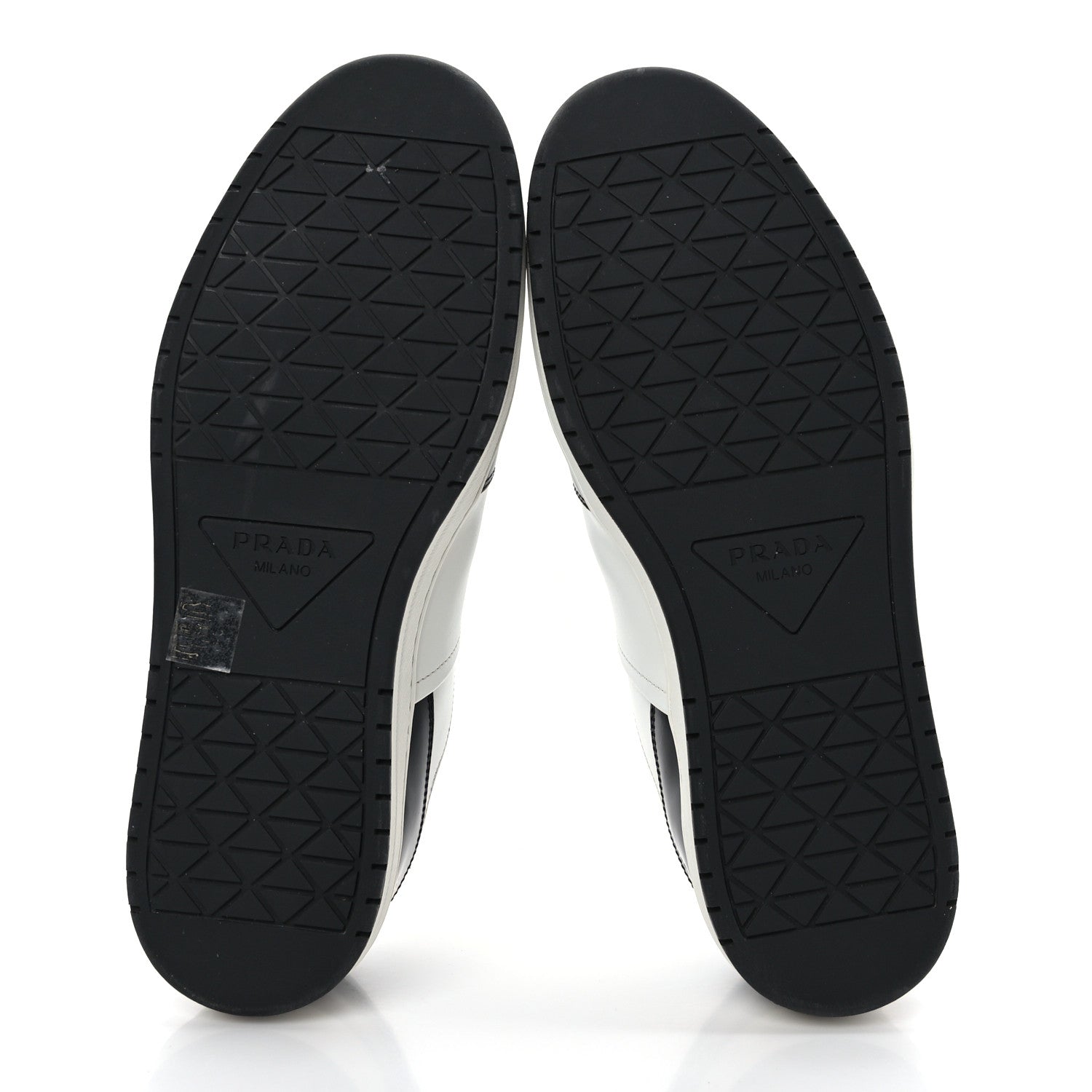 Prada Vitello Sport Spazzolato Rois Metal Triangle Logo Mens Downtown Low Top Sneakers 7.5 White Black 6 of 9
