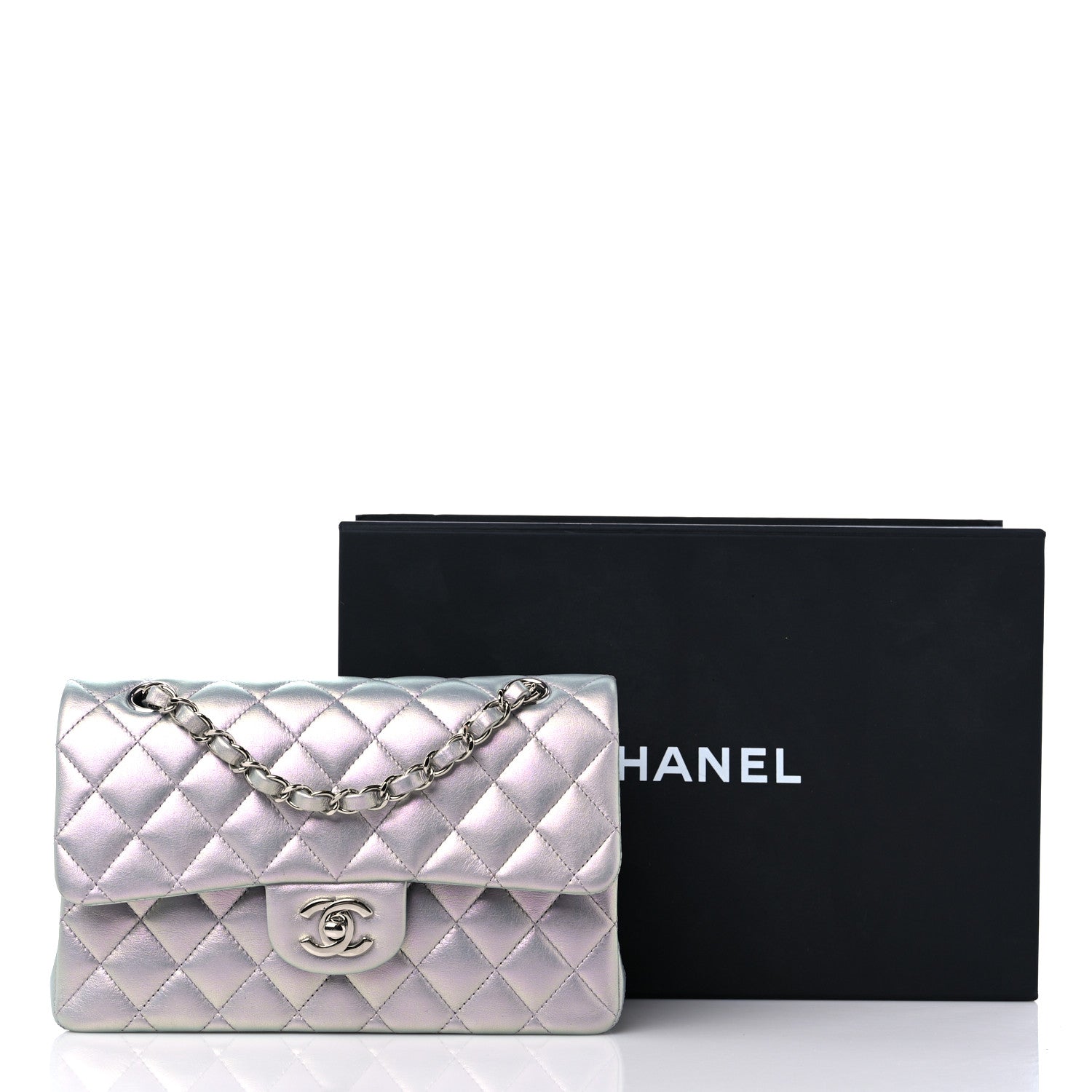 Chanel Iridescent Calfskin Quilted Small Double Flap Light Purple 13 of 13