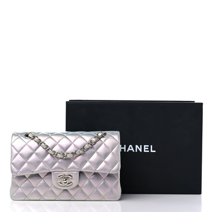 Chanel Iridescent Calfskin Quilted Small Double Flap Light Purple 13 of 13