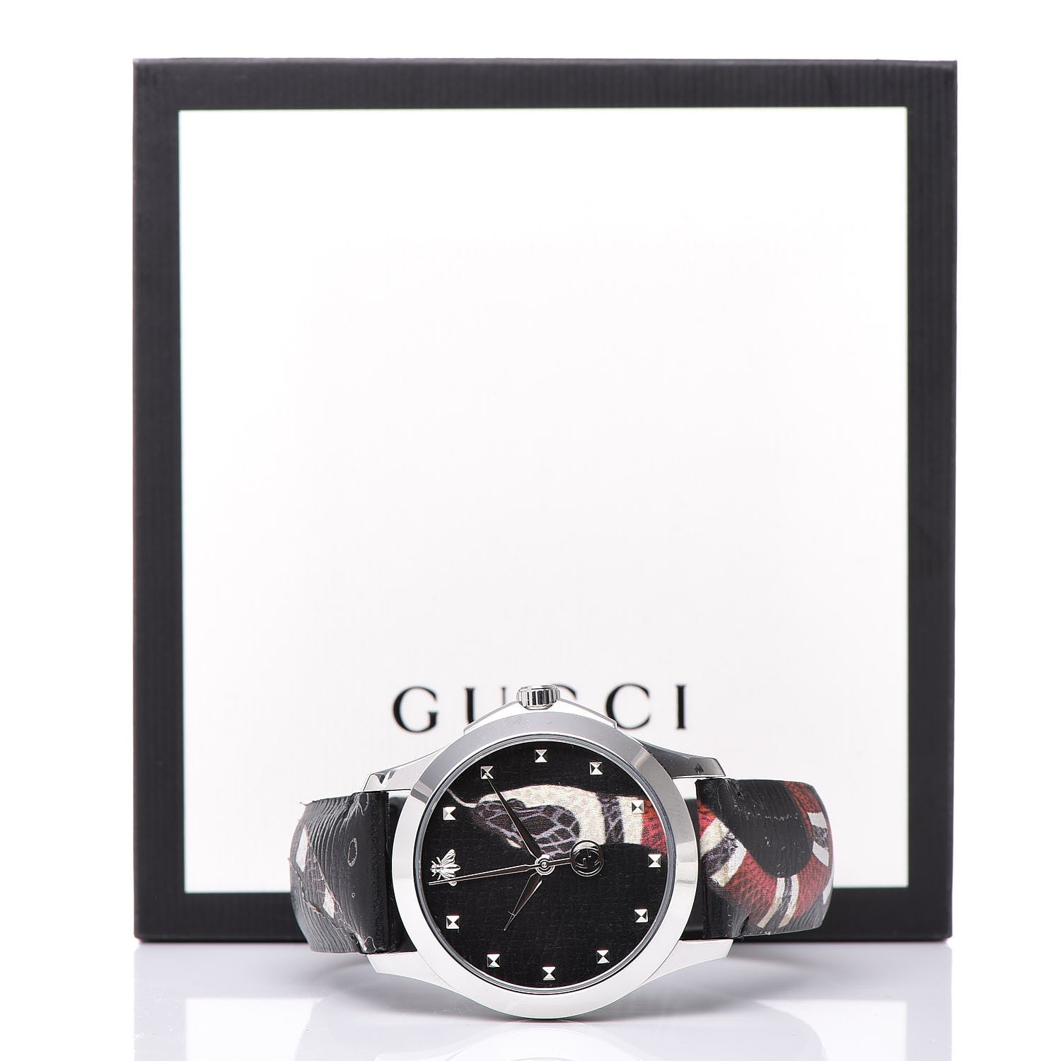 Gucci Stainless Steel Calfskin 38mm Le Marche Des Merveilles Snake Quartz Watch Black 11 of 11