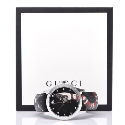 Gucci Stainless Steel Calfskin 38mm Le Marche Des Merveilles Snake Quartz Watch Black 11 of 11