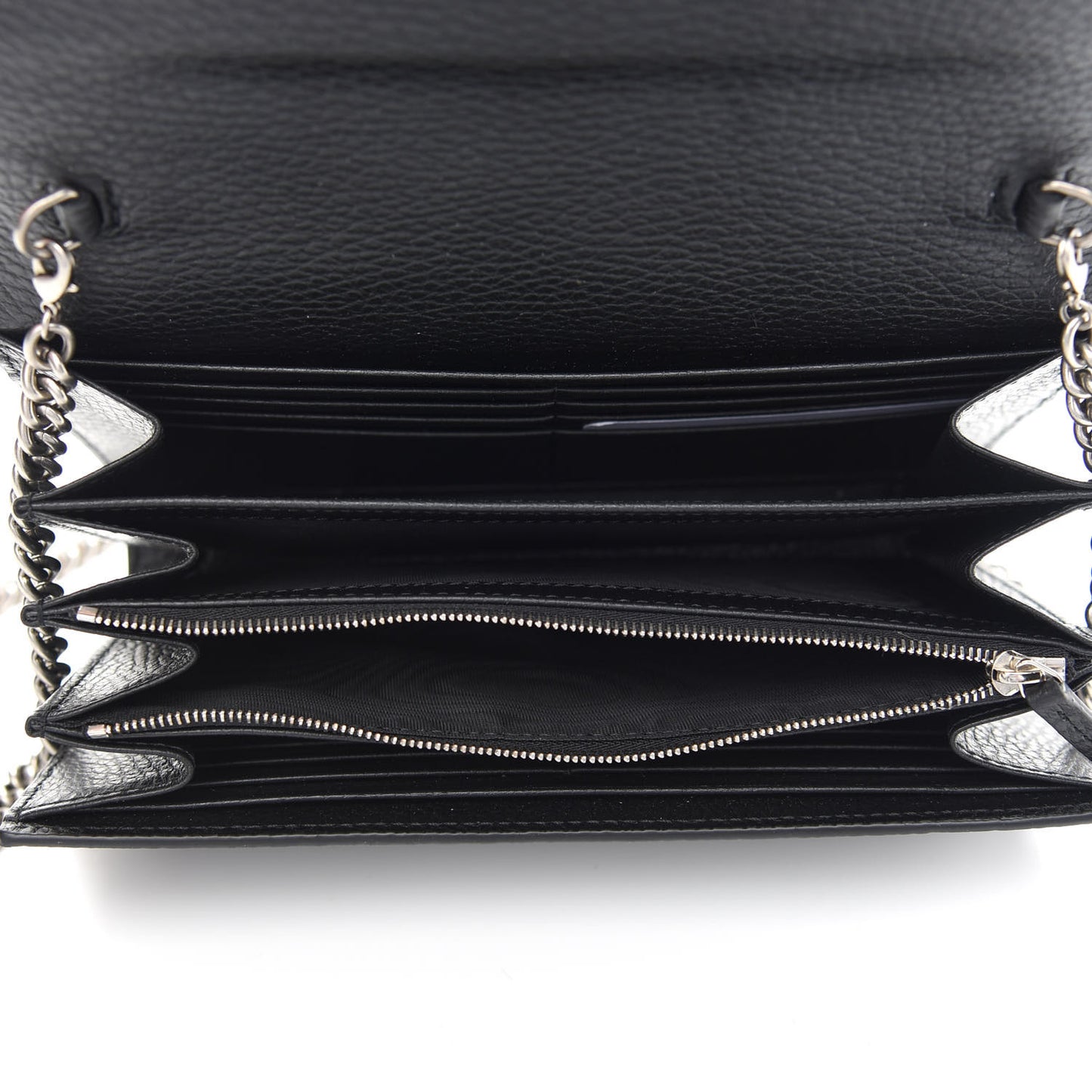 GUCCI Calfskin Mini Dionysus Chain Wallet Black