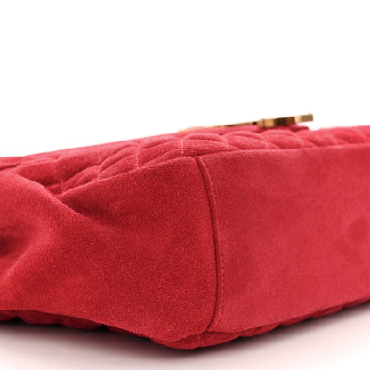 Saint Laurent Suede Mixed Matelasse Triquilt Large Monogram Envelope Satchel Red 9 of 13