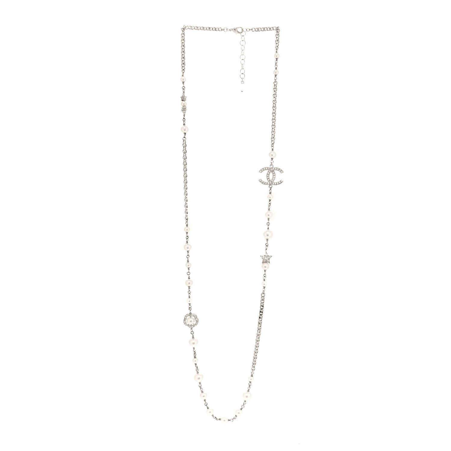 Chanel Pearl CC Star Long Necklace Silver 3 of 5