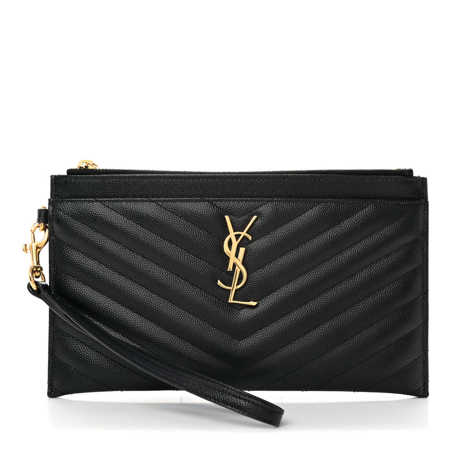 Grain De Poudre Chevron Monogram Large Bill Pouch Black