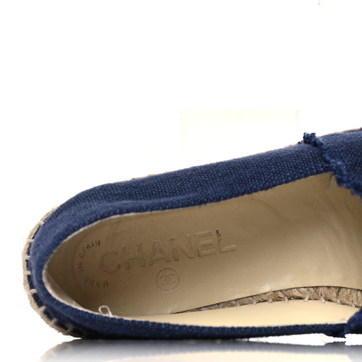 Chanel Denim Toile CC Espadrilles 37 Navy Black 7 of 9