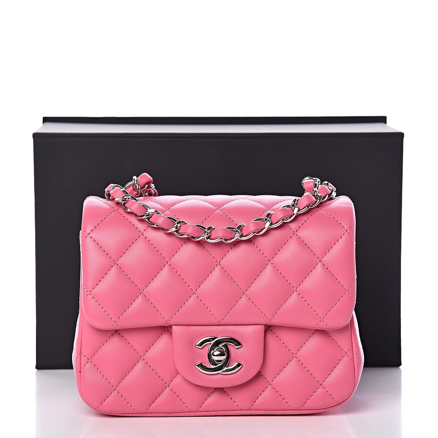 Lambskin Quilted Mini Square Flap Pink