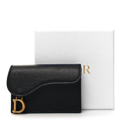 Christian Dior Grained Calfskin Saddle Card Holder Black 9 of 9