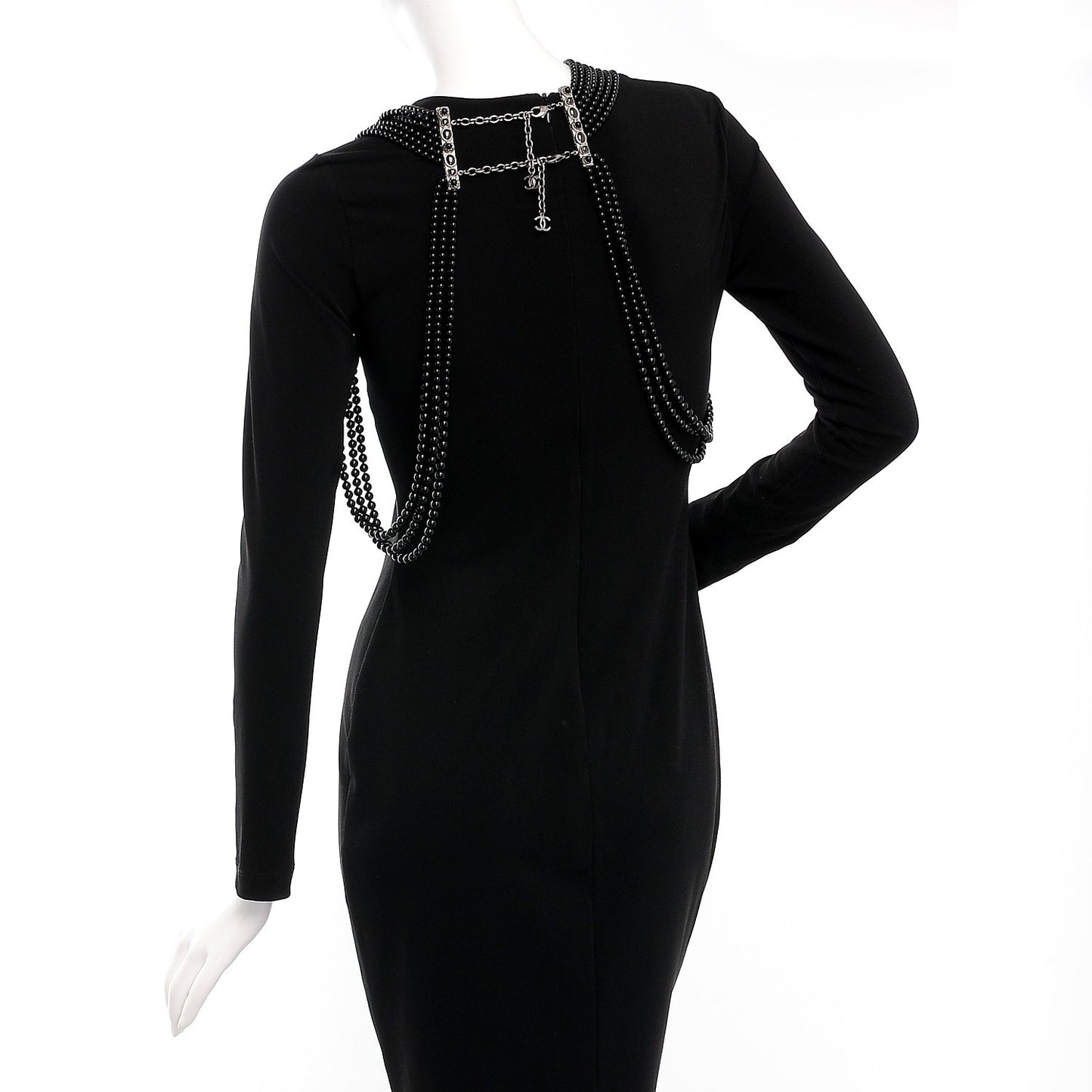 Ruthenium Beaded Gripoix CC Harness Necklace Black