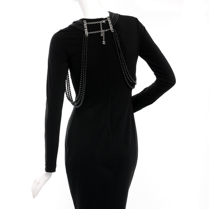 Chanel Ruthenium Beaded Gripoix CC Harness Necklace Black 4 of 7