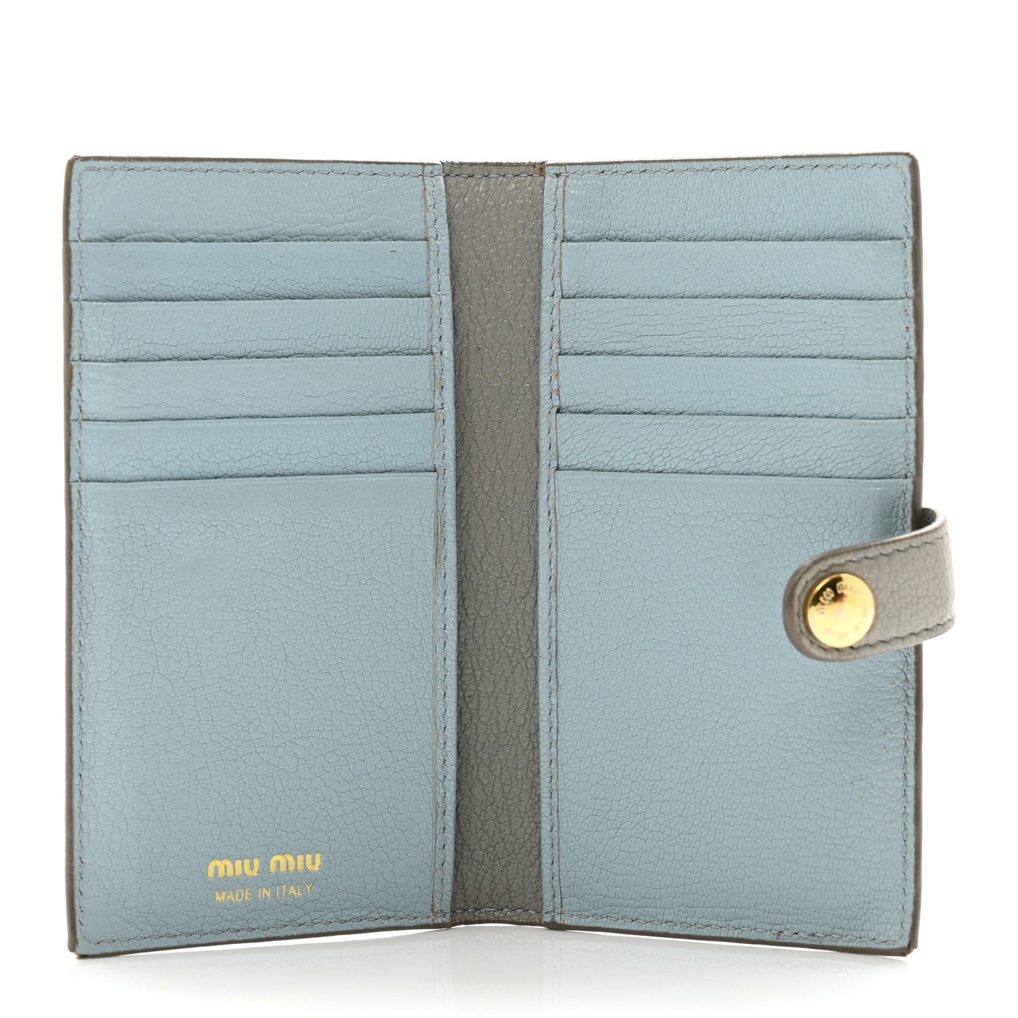 Goatskin Madras Vertical Wallet Grey Blue