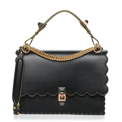 Fendi Vitello Liberty Scalloped Studded Kan I Shoulder Bag Black 1 of 7